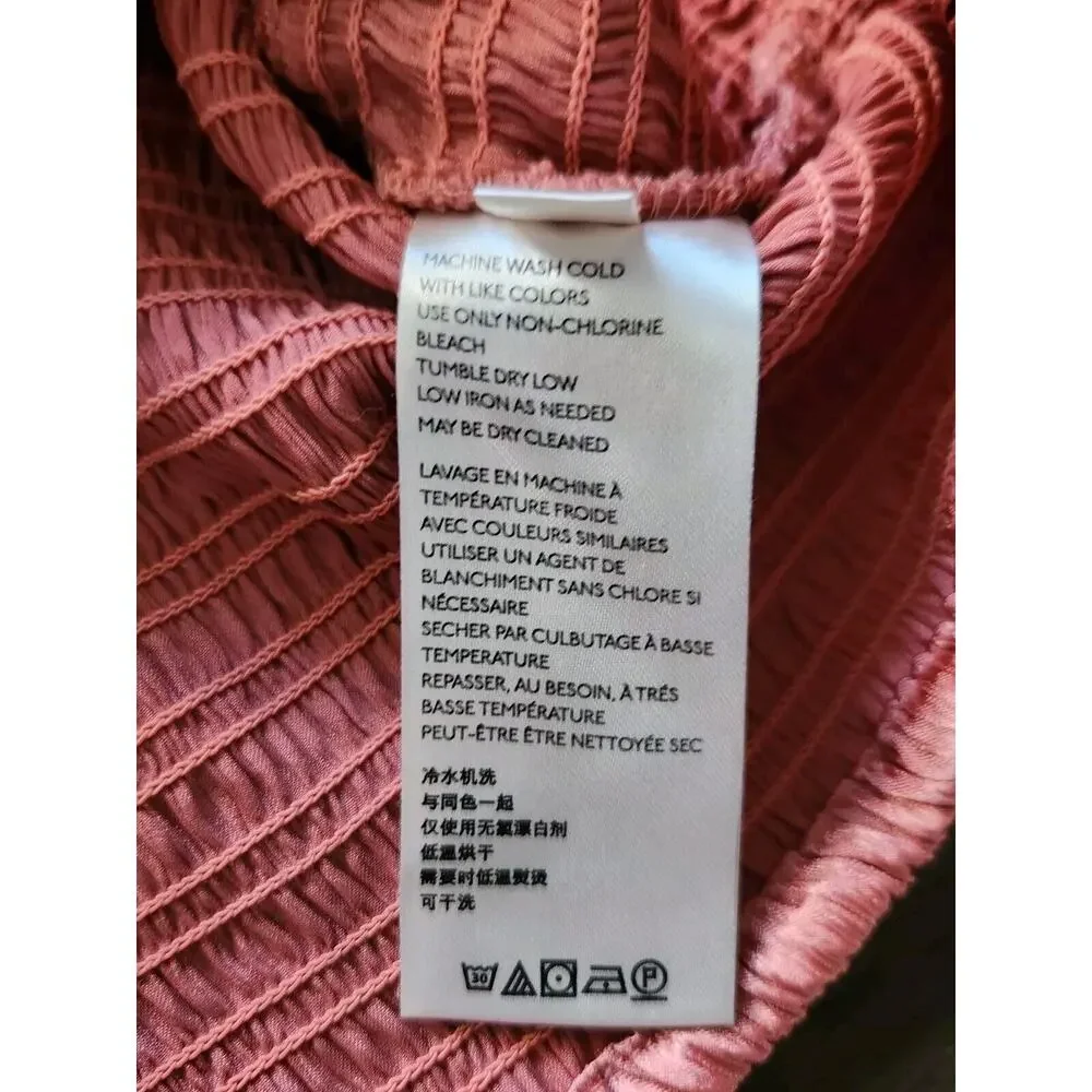 Free People Santiago blouse in Pink Cinnamon long sleeve satin top Size Medium - Picture 10 of 10